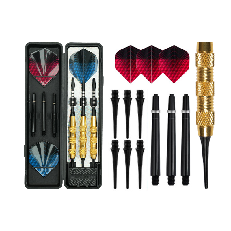 BL-1998 Juego de dardos dorados duraderos con estuche y accesorios profesionales